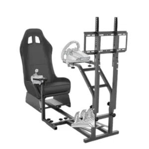 מושב שחור RACING SIMULATOR COCKPIT GY032B כולל מעמד מסך